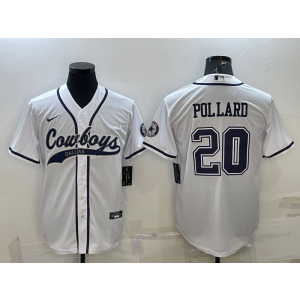 Nike Cowboys 20 Tony Pollard White Vapor Baseball Limited Men Jersey