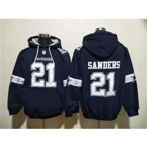 Nike Cowboys 21 Barry Sanders Navy Ageless Must-Have Lace-Up Pullover Hoodie