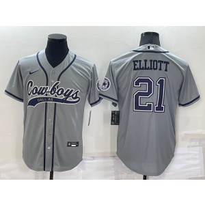 Nike Cowboys 21 Elliott Grey Vapor Baseball Limited Men Jersey