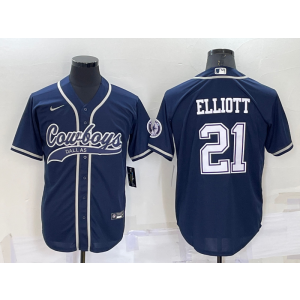 Nike Cowboys 21 Elliott Navy Vapor Baseball Limited Men Jersey