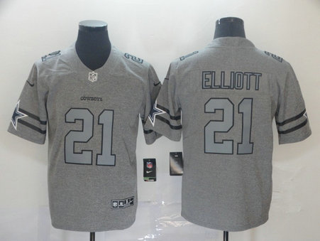 Nike Cowboys 21 Ezekiel Elliott 2019 Gray Gridiron Gray Vapor Untouchable Limited Jersey
