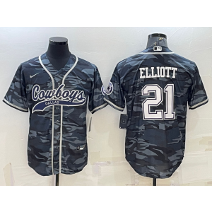 Nike Cowboys 21 Ezekiel Elliott Camo Vapor Baseball Limited Men Jersey