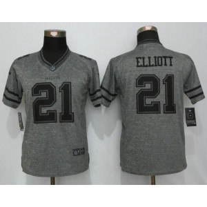 Nike Cowboys 21 Ezekiel Elliott Gray Women NFL Gridiron Gray Jersey
