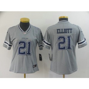 Nike Cowboys 21 Ezekiel Elliott Grey Inverted Legend Women Jersey