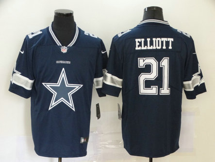 Nike Cowboys 21 Ezekiel Elliott Navy Team Big Logo Vapor Untouchable Limited Jersey