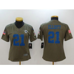 Nike Cowboys 21 Ezekiel Elliott Olive 2017 Salute To Service Limited Women Jersey
