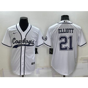 Nike Cowboys 21 Ezekiel Elliott White Vapor Baseball Limited Men Jersey