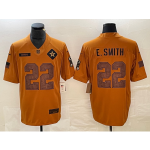 Nike Cowboys 22 E.Smith 2023 Brown Salute To Service Limited Men Jersey