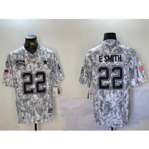 Nike Cowboys 22 E.Smith Arctic Camo 2024 F.U.S.E. Salute to Service Limited Men Jersey