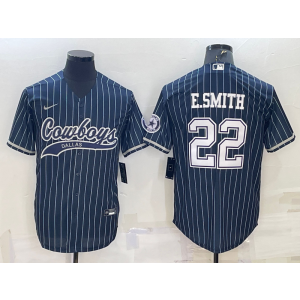 Nike Cowboys 22 E.Smith Navy Vapor Baseball Limited Men Jersey