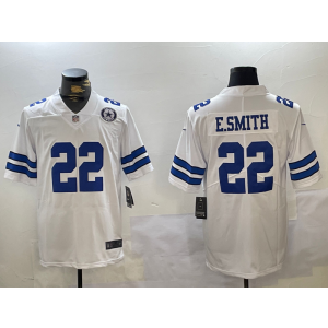 Nike Cowboys 22 E.Smith White Team Logo Vapor Limited Men Jersey