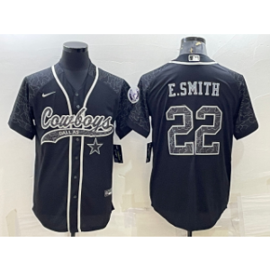 Nike Cowboys 22 Emmitt Smith Black Reflective Vapor Baseball Limited Men Jersey