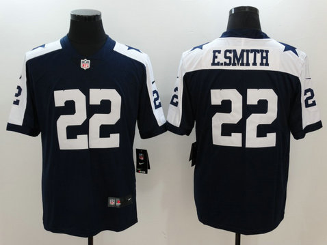 Nike Cowboys 22 Emmitt Smith Blue Throwback Vapor Untouchable Player Limited Jersey