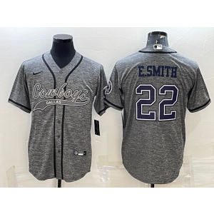 Nike Cowboys 22 Emmitt Smith Grey Vapor Baseball Limited Men Jersey