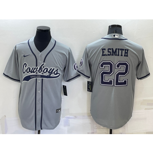 Nike Cowboys 22 Emmitt Smith Grey Vapor Baseball Limited Men Jerseys