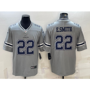 Nike Cowboys 22 Emmitt Smith Grey Vapor Limited Men Jersey