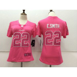 Nike Cowboys 22 Emmitt Smith Pink Fashion Limited Women Jersey
