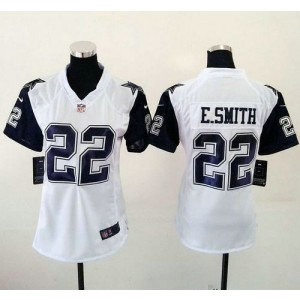 Nike Cowboys 22 Emmitt Smith White Women NFL Color Rush Jersey