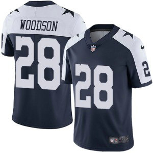 Nike Cowboys 28 Darren Woodson Navy Throwback Vapor Untouchable Limited Men Jersey