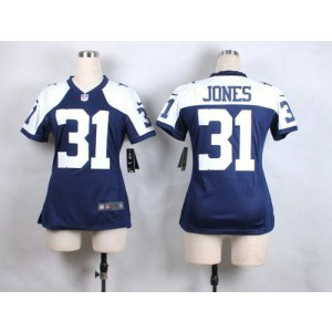 Nike Cowboys 31 Byron Jones Navy Blue Thanksgiving Throwback Women Stitched NFL