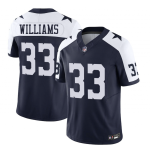 Nike Cowboys 33 Javonte Williams Navy Thanksgiving F.U.S.E. Vapor Limited Men Jersey