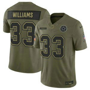 Nike Cowboys 33 Javonte Williams Olive 2025 Salute to Service F.U.S.E. Vapor Limited Men Jersey