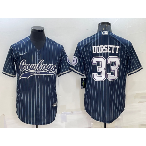 Nike Cowboys 33 Tony Dorsett Navy Vapor Baseball Limited Men Jersey