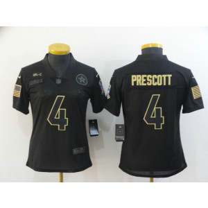 Nike Cowboys 4 Dak Prescot 2020 Black Salute To Service Limited Women Jersey