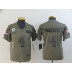 Nike Cowboys 4 Dak Prescott 2019 Olive Salute To Service Limited Youth Jersey