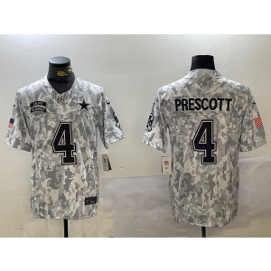 Nike Cowboys 4 Dak Prescott Arctic Camo 2024 F.U.S.E. Salute to Service Limited Men Jersey