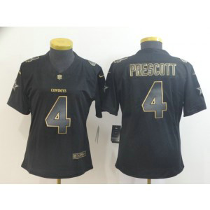 Nike Cowboys 4 Dak Prescott Black Gold Vapor Untouchable Limited Women Jersey