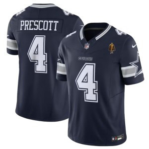 Nike Cowboys 4 Dak Prescott Blue 2023 F.U.S.E Vapor Limited Men Jersey with walter payton patch