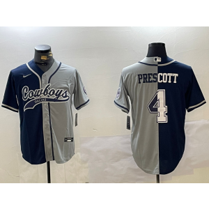 Nike Cowboys 4 Dak Prescott Blue Grey Split Vapor Baseball Limited Men Jersey