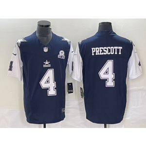 Nike Cowboys 4 Dak Prescott Blue Thanksgiving 2023 F.U.S.E Vapor Limited Men Jersey