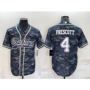 Nike Cowboys 4 Dak Prescott Camo Vapor Baseball Limited Men Jersey