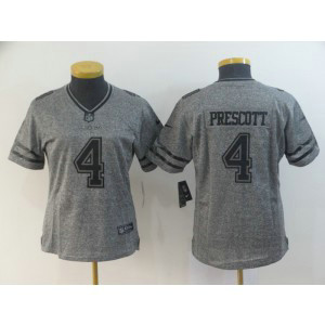 Nike Cowboys 4 Dak Prescott Gray Gridiron Gray Limited Women Jersey