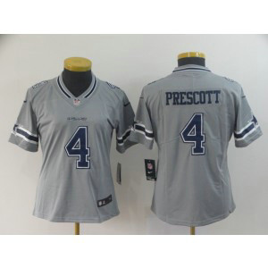 Nike Cowboys 4 Dak Prescott Grey Inverted Legend Women Jersey