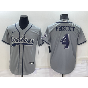 Nike Cowboys 4 Dak Prescott Grey Vapor Baseball Limited Men Jersey