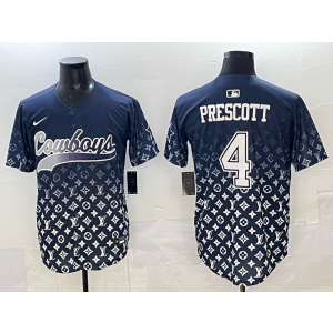 Nike Cowboys 4 Dak Prescott Navy Baseball Vapor Limited Men Jersey