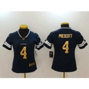 Nike Cowboys 4 Dak Prescott Navy Gold Vapor Untouchable Limited Women Jersey