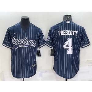 Nike Cowboys 4 Dak Prescott Navy Vapor Baseball Limited Men Jersey