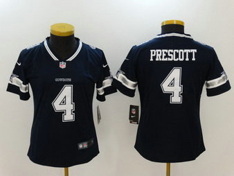 Nike Cowboys 4 Dak Prescott Navy Vapor Untouchable Women Limited Jersey