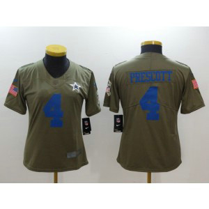 Nike Cowboys 4 Dak Prescott Olive 2017 Salute To Service Limited Women Jersey