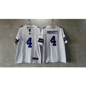 Nike Cowboys 4 Dak Prescott White 2023 F.U.S.E Vapor Limited Men Jersey