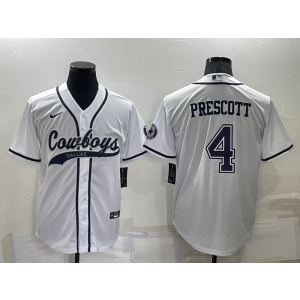 Nike Cowboys 4 Dak Prescott White Vapor Baseball Limited Men Jersey