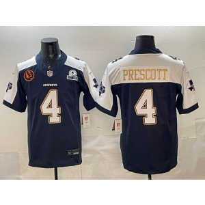 Nike Cowboys 4 Prescott Blue Gold F.U.S.E. Vapor Limited Men Jersey with Patch