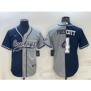 Nike Cowboys 4 Prescott Blue Grey Split Vapor Baseball Limited Men Jersey
