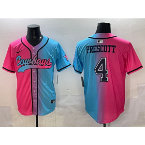 Nike Cowboys 4 Prescott Blue Pink Baseball Vapor Limited Men Jersey