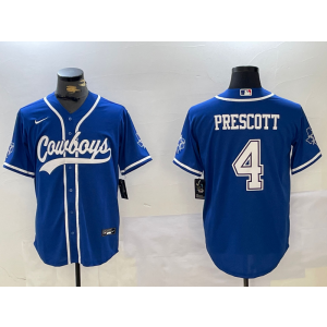 Nike Cowboys 4 Prescott Blue Vapor Baseball Limited Men Jersey