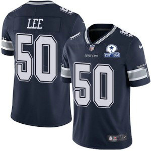 Nike Cowboys 50 Sean Lee Navy With Est 1960 Patch Limited Men Jersey